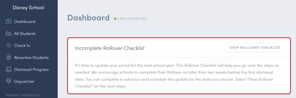 incomplete rollover checklist
