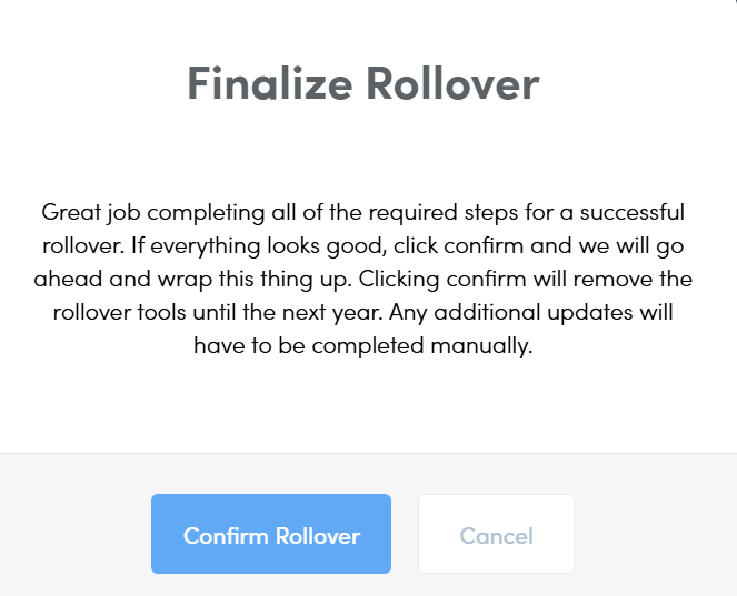 finalize rollover