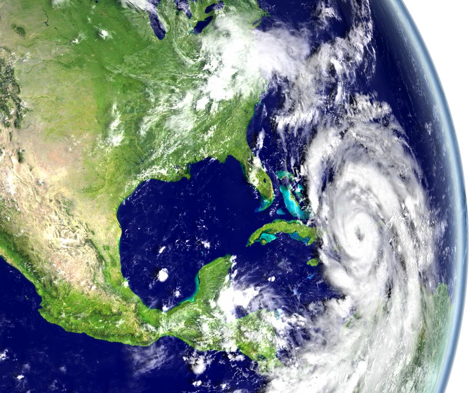 A hurricane forming in the atlantic ocean
