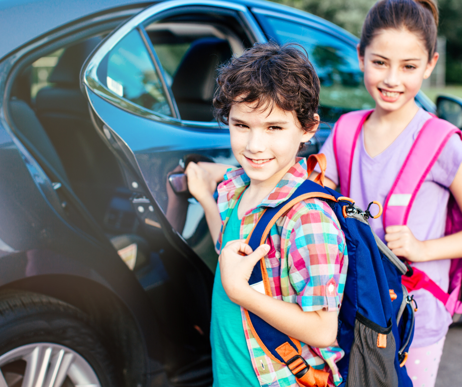 Kids getting into car