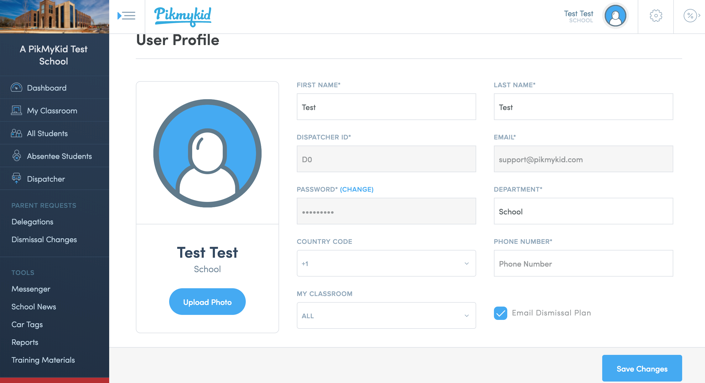 PikMyKid Profile Settings