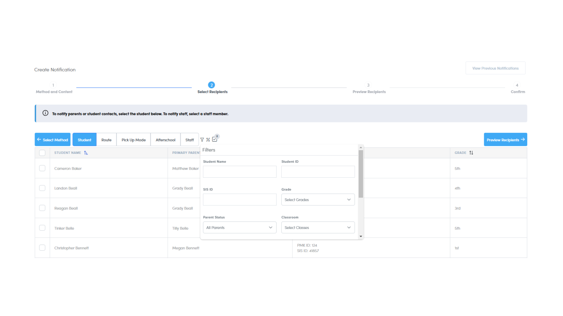 school messaging dashboard