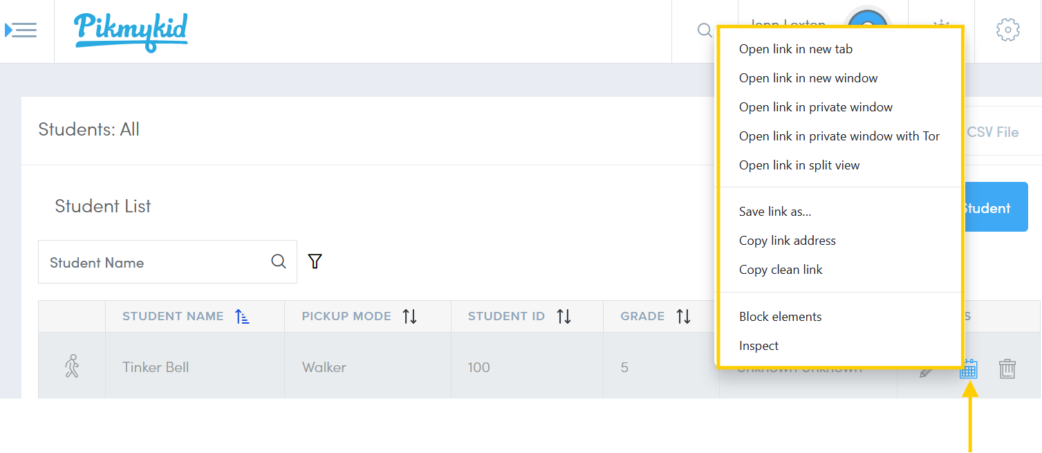 context menus