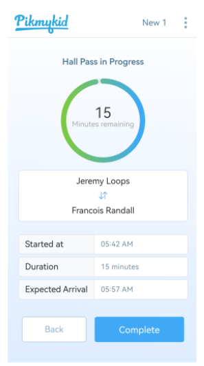 hall pass student portal view