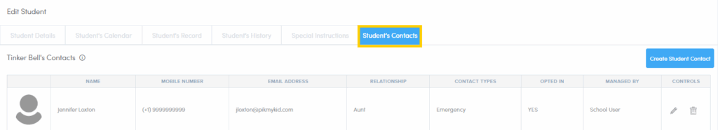 student contacts