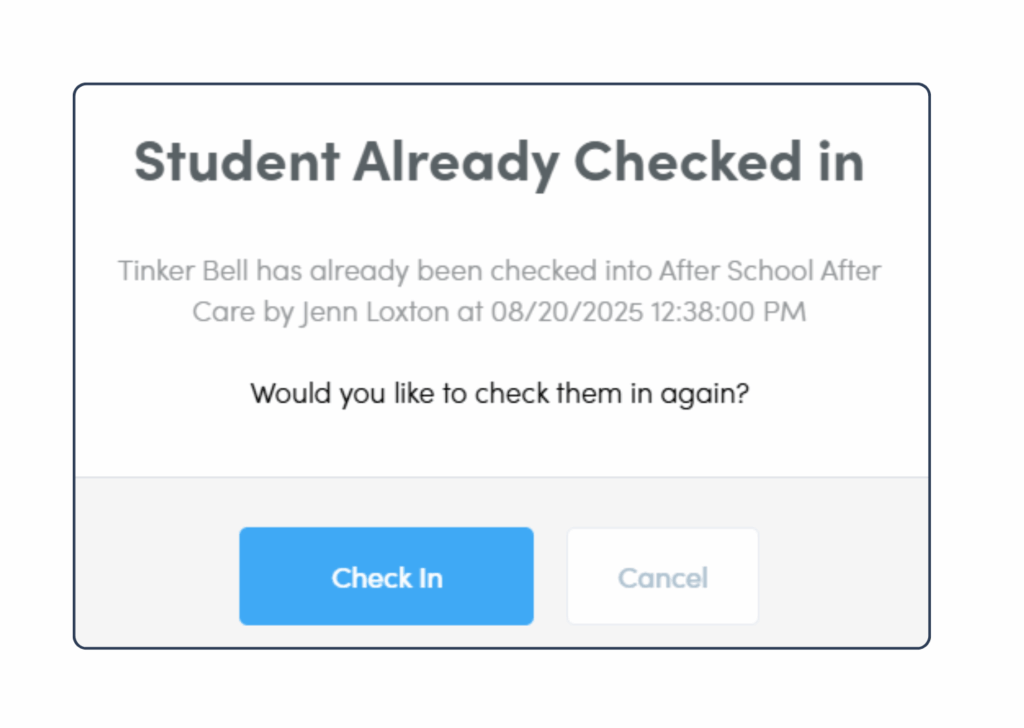 student check-in feature
