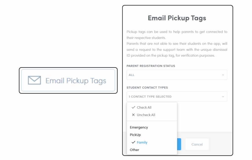 email pickup tags