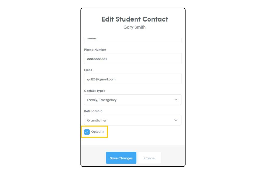 Edit Student Contact