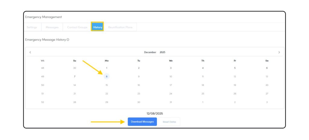 Emergency Message History